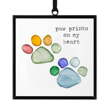 Load image into Gallery viewer, Rainbow Paw Prints on my Heart Suncatcher