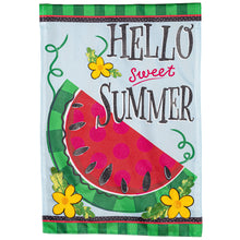 Load image into Gallery viewer, Hello Sweet Summer Applique Garden Flag