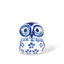 Load image into Gallery viewer, Blue and White Porcelain Owl with Large Eyes