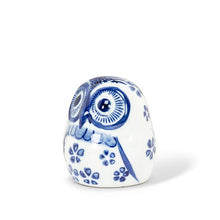 Load image into Gallery viewer, Blue and White Porcelain Owl with Large Eyes