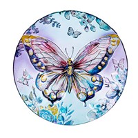 Load image into Gallery viewer, Season to Sparkle Birdbath, Hand-Painted Glass, Icy Butterfly, 18"