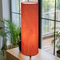 Load image into Gallery viewer, 24 Inch Cocoa Leaf Cylinder Table Lamp Red