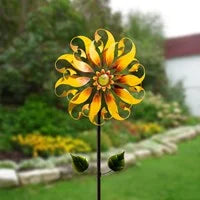 Load image into Gallery viewer, 75"H Sunflower Petal & Plow Wind Spinner