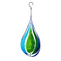 Load image into Gallery viewer, Palm Beach Wind Spinner, Metal Wind Twirler, Blue & Green Teardrop, 16"H