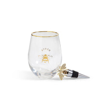 Load image into Gallery viewer, Bee Stemless Wine Glass & Wine Stopper