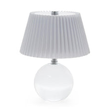 Load image into Gallery viewer, Crystal-Style Glass LED Portable Cordless Table Lamp with White Pleated Shade in Gift Box