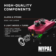 Load image into Gallery viewer, NEBO MYPAL Rechargeable Keychain Flashlight & Safety Alarm - Pink