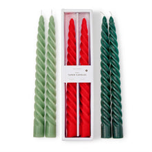 Load image into Gallery viewer, Set of 2 Twist Taper Candles in Gift Box Assorted 3 Colors