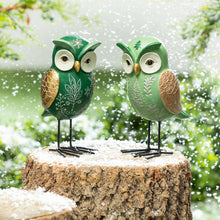 Load image into Gallery viewer, Shades of Green Garden Statue, Resin Statue, Owl, 8"H
