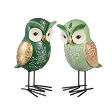 Load image into Gallery viewer, Shades of Green Garden Statue, Resin Statue, Owl, 8"H