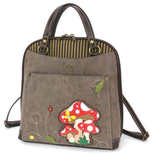 Load image into Gallery viewer, Chala Convertible Backpack Purse - Mushrooms