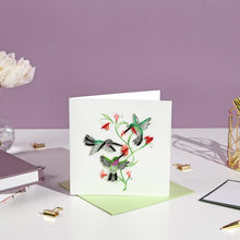 Load image into Gallery viewer, Quilled Hummingbird Trio Greeting Card