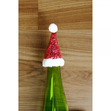 Load image into Gallery viewer, Red Glitter Santa Hat bottle topper
