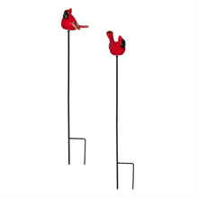 Load image into Gallery viewer, Snow birds Garden Stake, Ceramic Cardinal Garden Stake 22.8"H