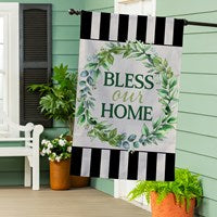 Load image into Gallery viewer, Bless Our Home Burlap House Flag