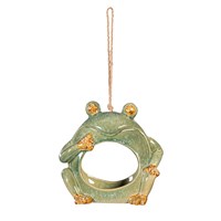 Load image into Gallery viewer, Pollinator Garden Ceramic Frog Bird Feeder
