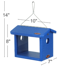 Load image into Gallery viewer, Recycled Hanging Bluebird Feeder (Blue/Blue)