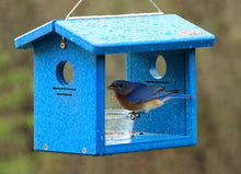 Load image into Gallery viewer, Recycled Hanging Bluebird Feeder (Blue/Blue)