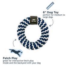 Load image into Gallery viewer, Tall Tails Braided Ring Toy, Navy - 6"