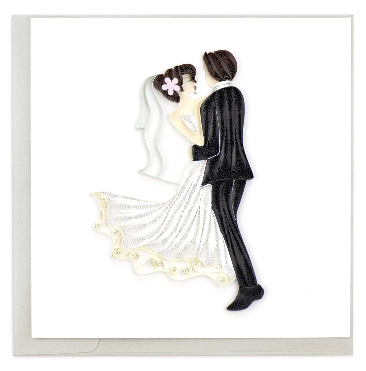 Quilled Dancing Bride & Groom Wedding Card – Bird House on the Greenway