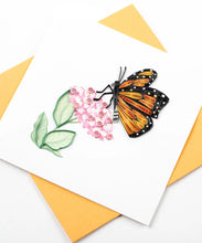Load image into Gallery viewer, Quilled Monarch Milkweed Butterfly Greeting Card