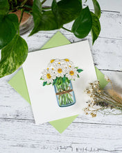 Load image into Gallery viewer, Quilled White Daisies in Jar Greeting Card