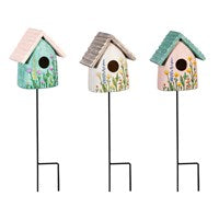 Load image into Gallery viewer, What She Shed Resin Bird House Garden Stake 17"H, 3 Assorted