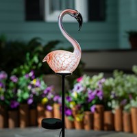 Load image into Gallery viewer, Palm Beach Glass Flamingo Solar Stake 22"H