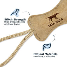 Load image into Gallery viewer, Tall Tails Natural Leather Bone Tug Toy