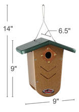 Load image into Gallery viewer, Recycled Moraine Nest Box (Green Roof/Chocolate Body)