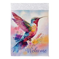 Load image into Gallery viewer, Watercolor Hummingbird Suede Garden Flag