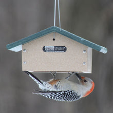 Load image into Gallery viewer, Suet Feeder Upside Down for Single Cake in Taupe & Green Recycled Plastic