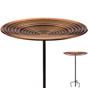 20" Copper Ripple Bird Bath w/Stand