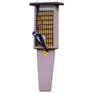 Recycled Suet Feeder - Double - Pileated Tail Prop Taupe with Brown Roof
