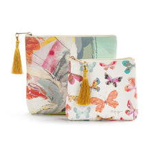 Load image into Gallery viewer, Abstract Floral + Butterfly Zip Pouch Set of 2
