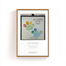 Load image into Gallery viewer, Rainbow Paw Prints on my Heart Suncatcher
