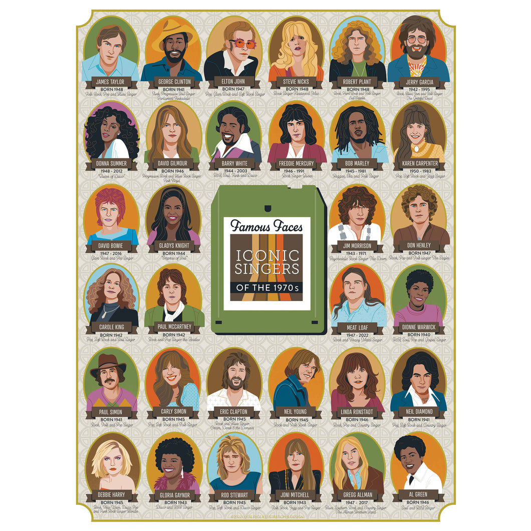 Iconic Singers of the 1970s 500 Piece Jigsaw Puzzle