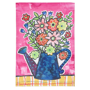 Summer Flowers Watering Can Garden Flag