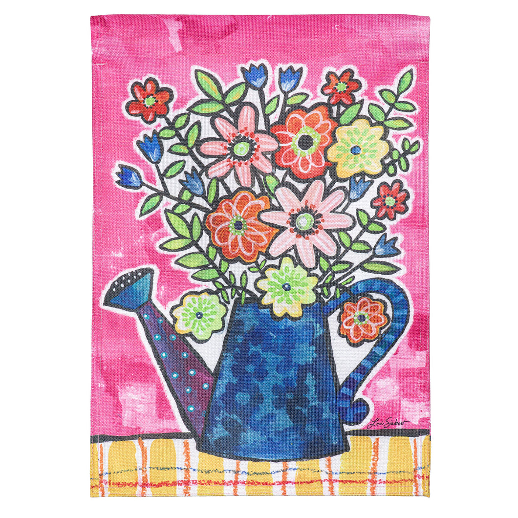 Summer Flowers Watering Can Garden Flag