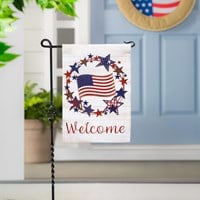 Americana Star Wreath Burlap Garden Flag