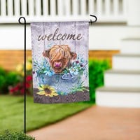 Highland Cow Moire Garden Flag