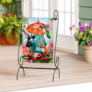 Feeder Frenzy Suede Garden Flag