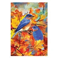 Bluebirds Among The Leaves Suede Garden Flag