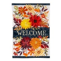 Fall Floral Applique Garden Flag