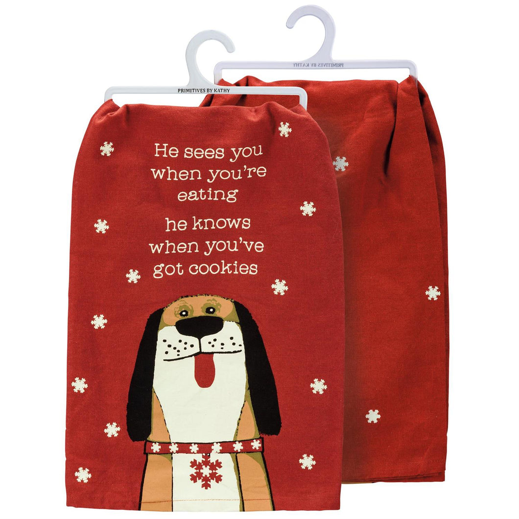 He Knows When You've Got Cookies Kitchen Towel