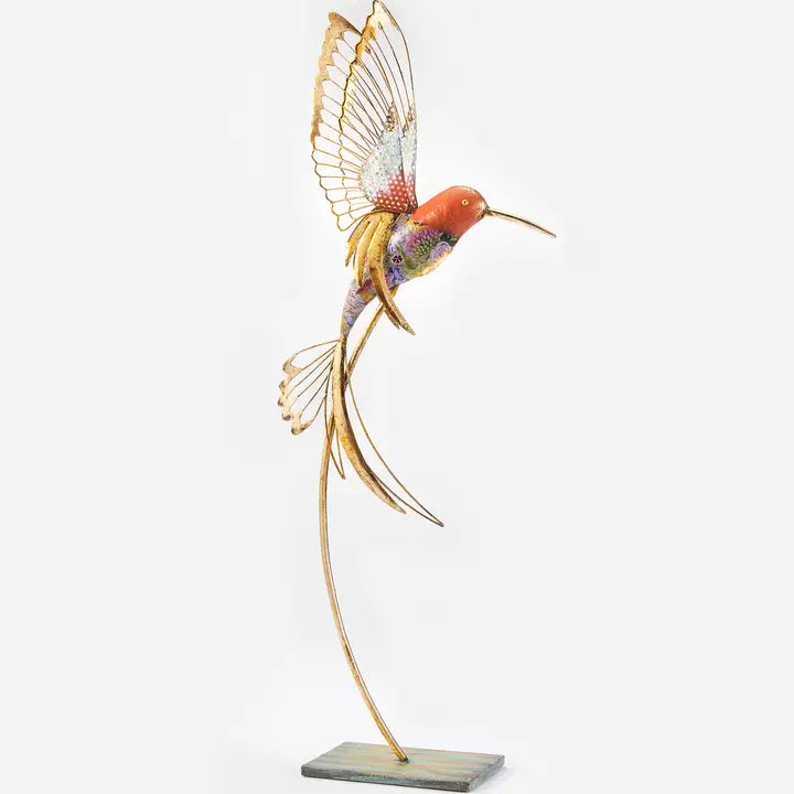 Metal Hummingbird Table Decor - Orange