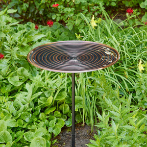 20" Copper Ripple Bird Bath w/Stand