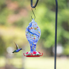 Load image into Gallery viewer, Blue Coastal Bird Feeder, Art Glass Hummingbird Feeder, Blue Swirl
