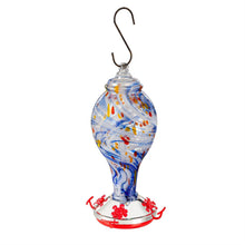 Load image into Gallery viewer, Blue Coastal Bird Feeder, Art Glass Hummingbird Feeder, Blue Swirl
