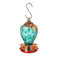 Blue Coastal Bird Feeder, Blue Art Glass Shell Hummingbird Feeder